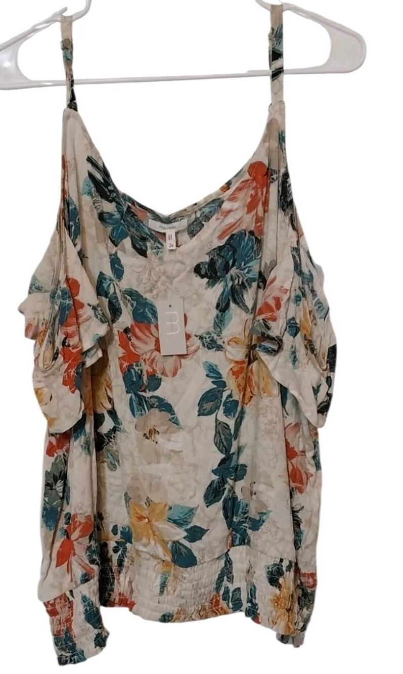 Maurices Cold Shoulder Shirt Plus Size 2 2x Women's Flowers Nwt Summer New Cute